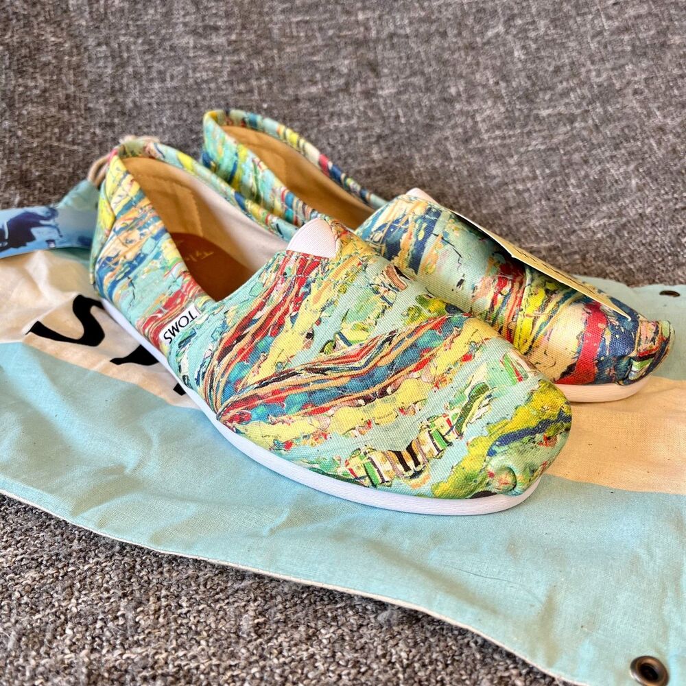 Toms Tyler Ramsey No 3 Canvas Slip On Womens Size 8.5 Shoes New Tags Dust Bag